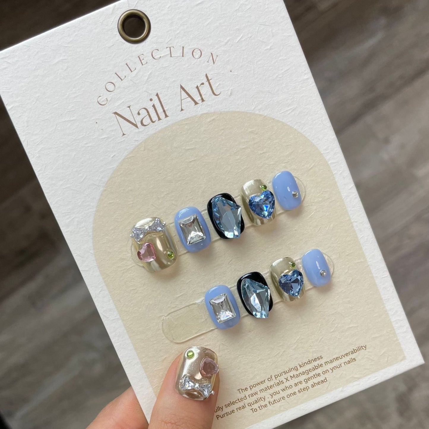 854 spring style press on nails 100% handmade false nails blue