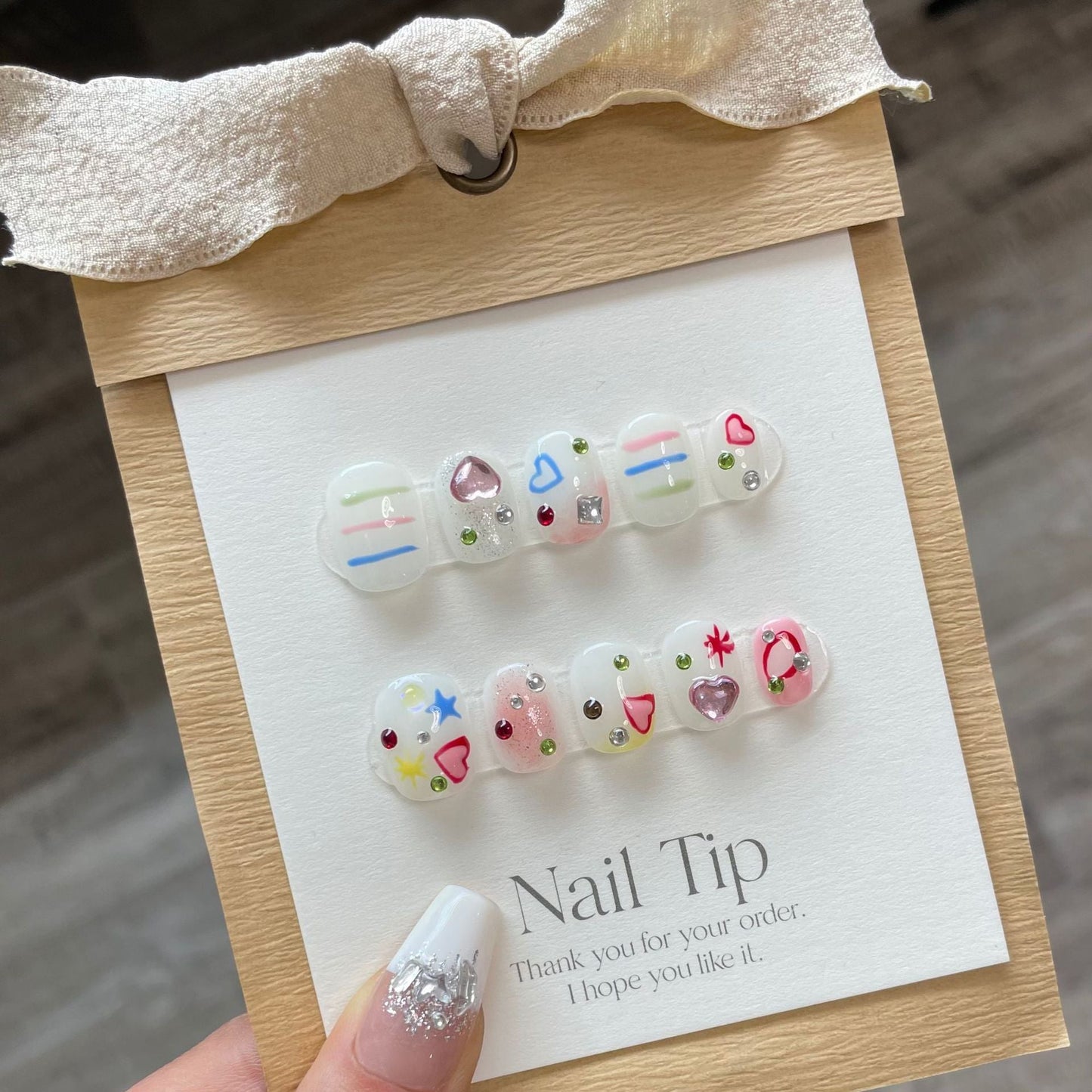 778 cute style press on nails 100% handmade false nails white