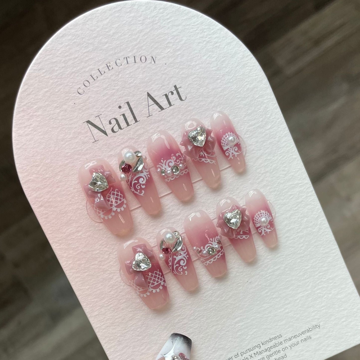 870 bruidstijl pers op nagels 100% handgemaakte kunstnagels roze