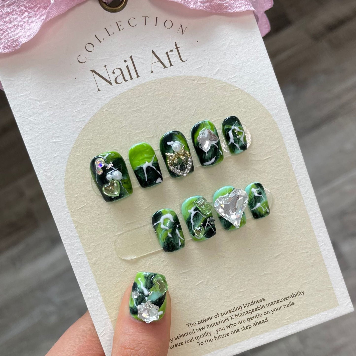 770 Thriller groene stijl press-on-nagels 100% handgemaakte kunstnagels groen