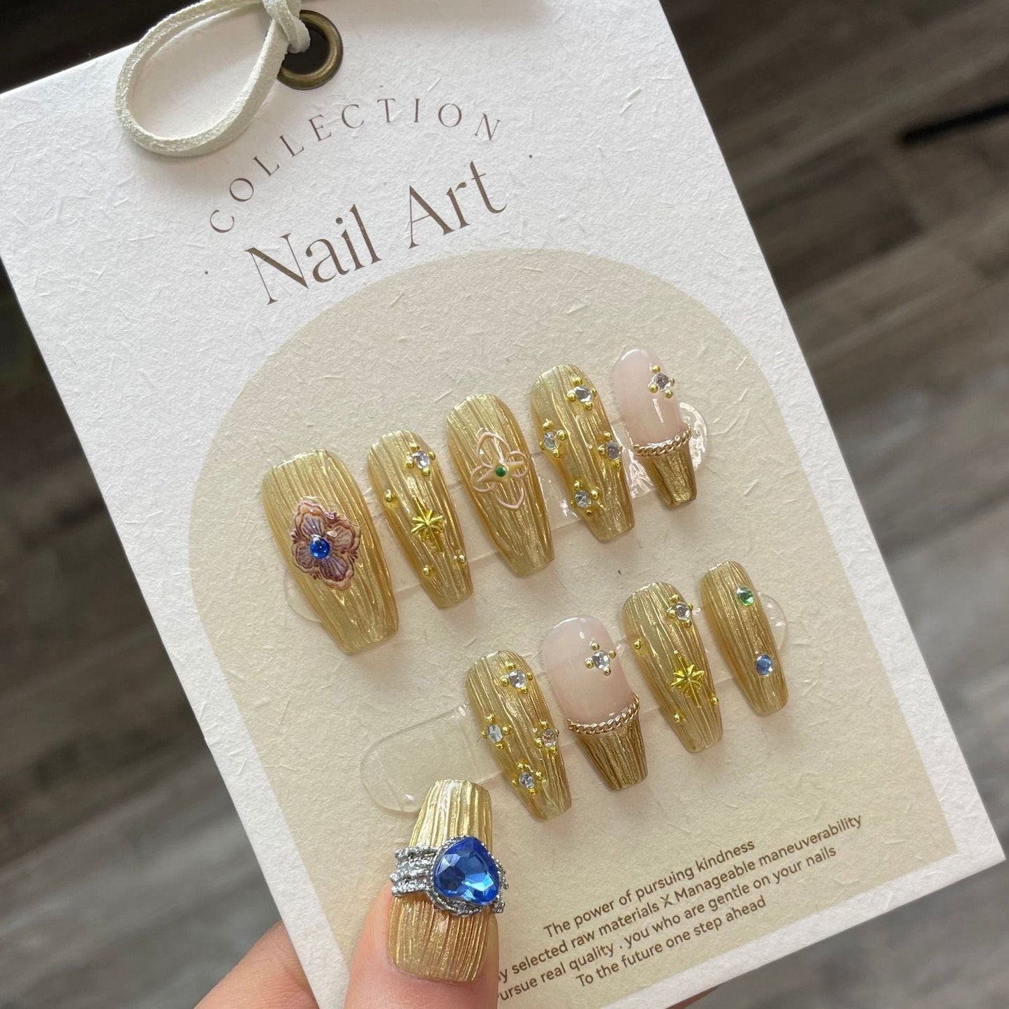 765 BUCCELLATI style press on nails 100% handmade false nails golden