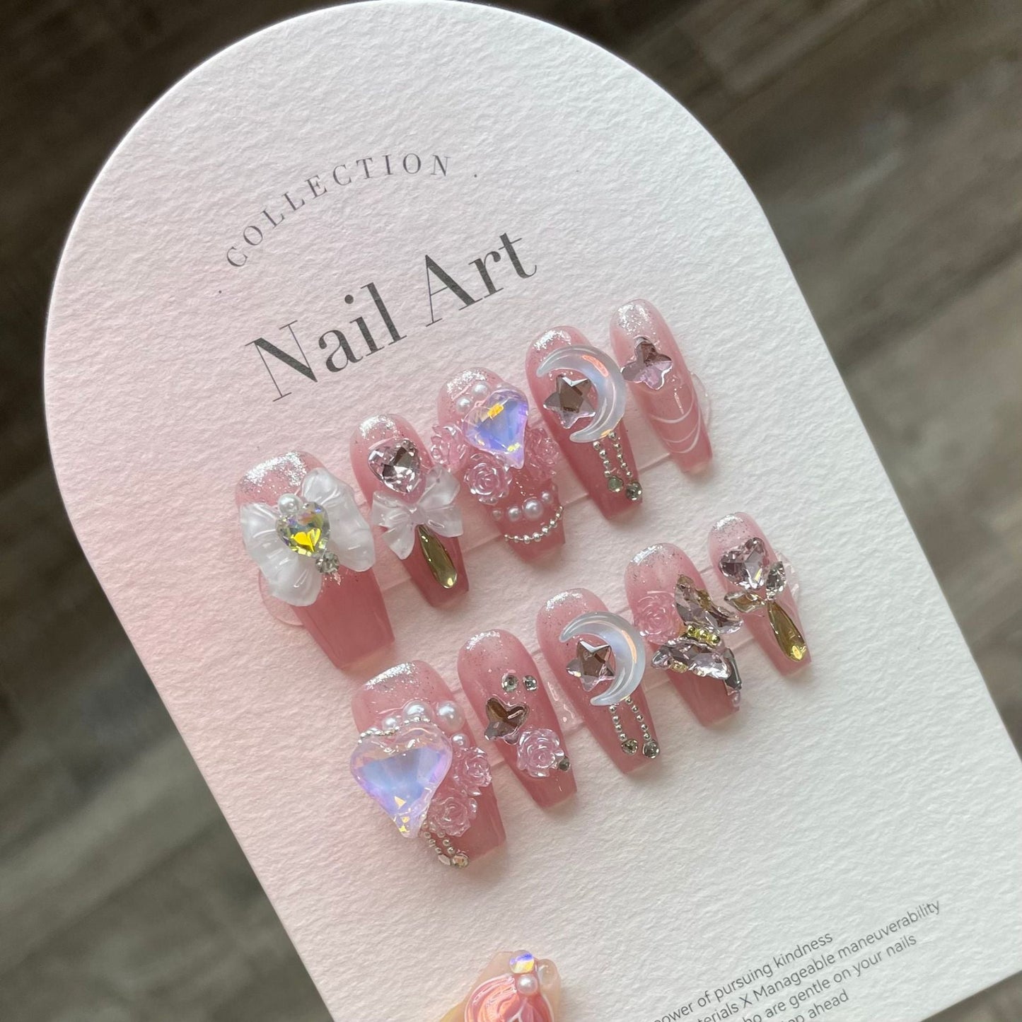 899 fairy style press on nails 100% handmade false nails pink