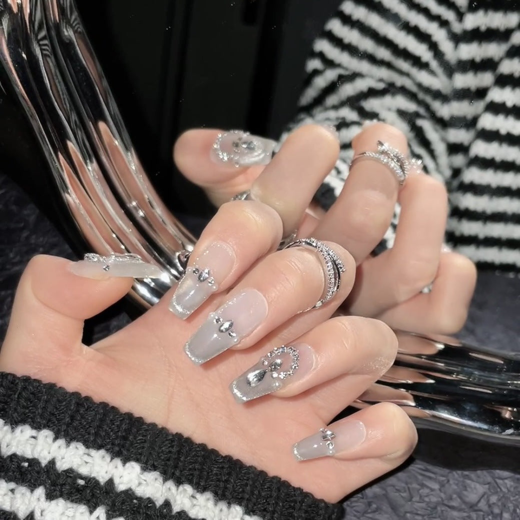 1204 bride style press on nails 100% handmade false nails sliver