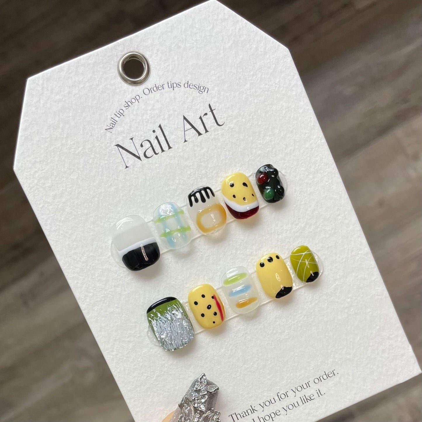 907 Cute Graffiti style press on nails 100% handmade false nails mixed color