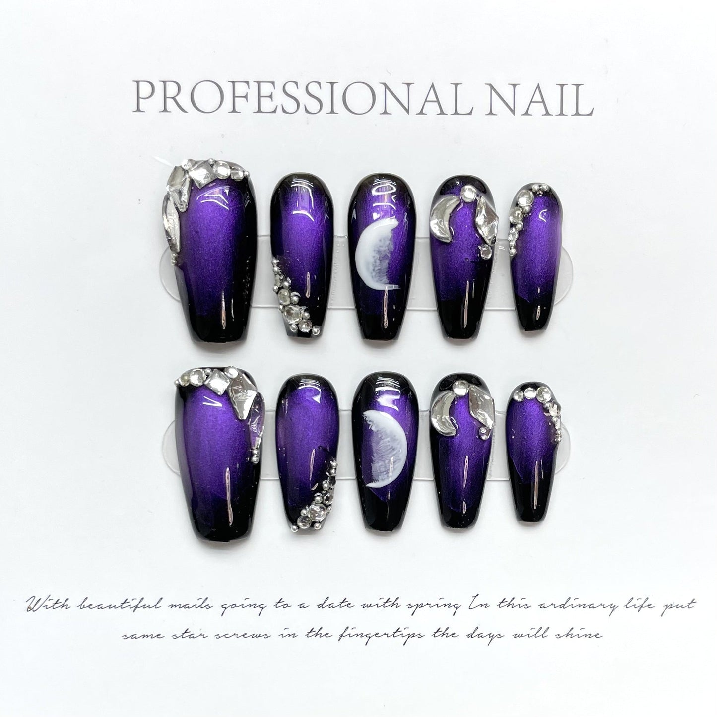 1024 presse de style violet sur les ongles 100% faux ongles faits à la main