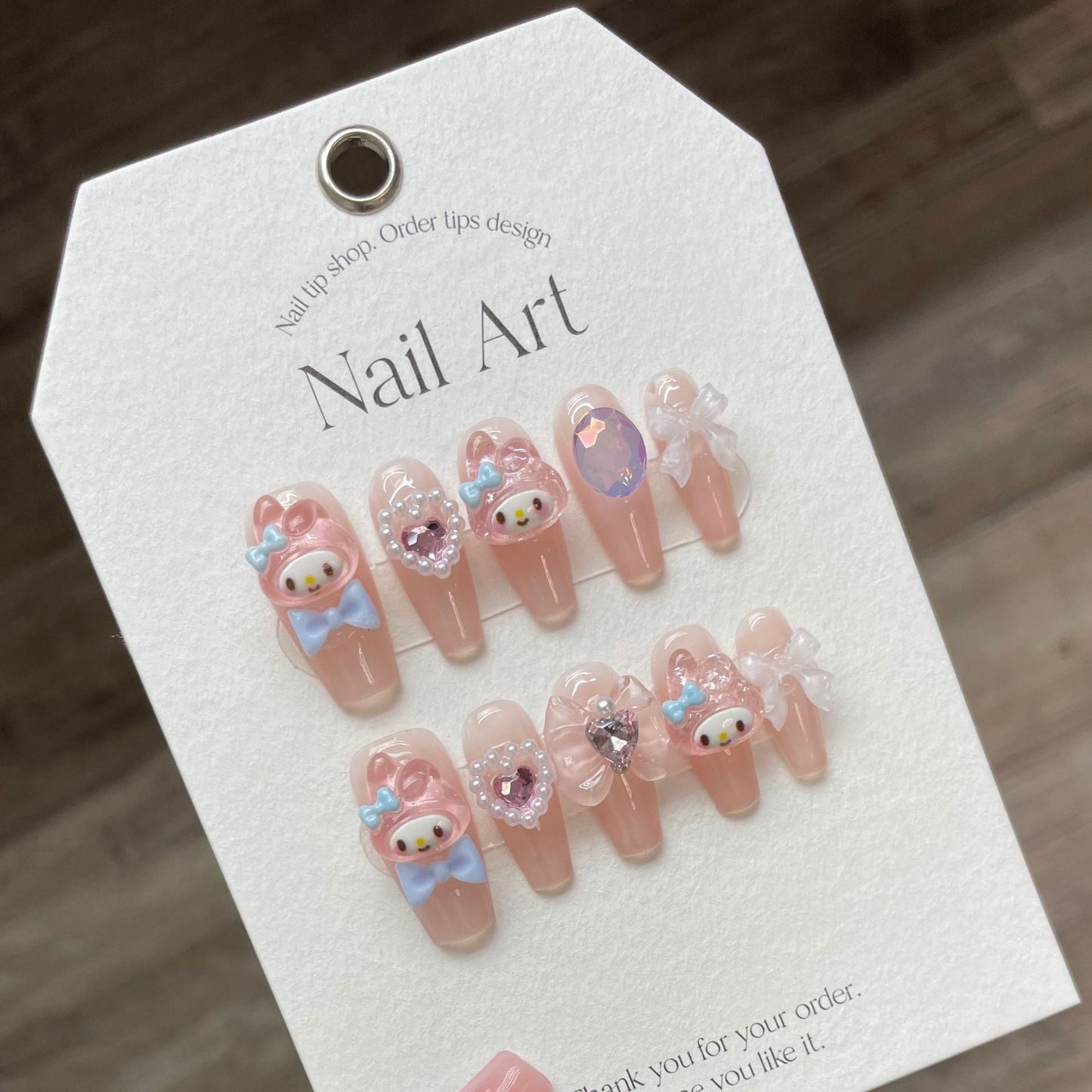 949/955/981 Maiden Kawaii style press on nails 100% handmade false nails pink
