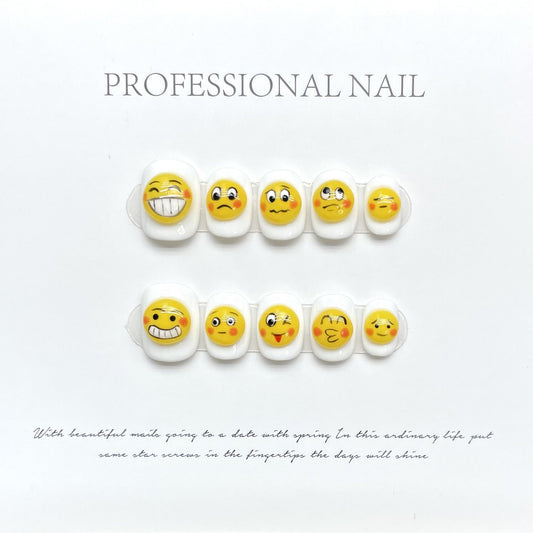 1117 Expression style press on nagels 100% handgemaakte kunstnagels geel