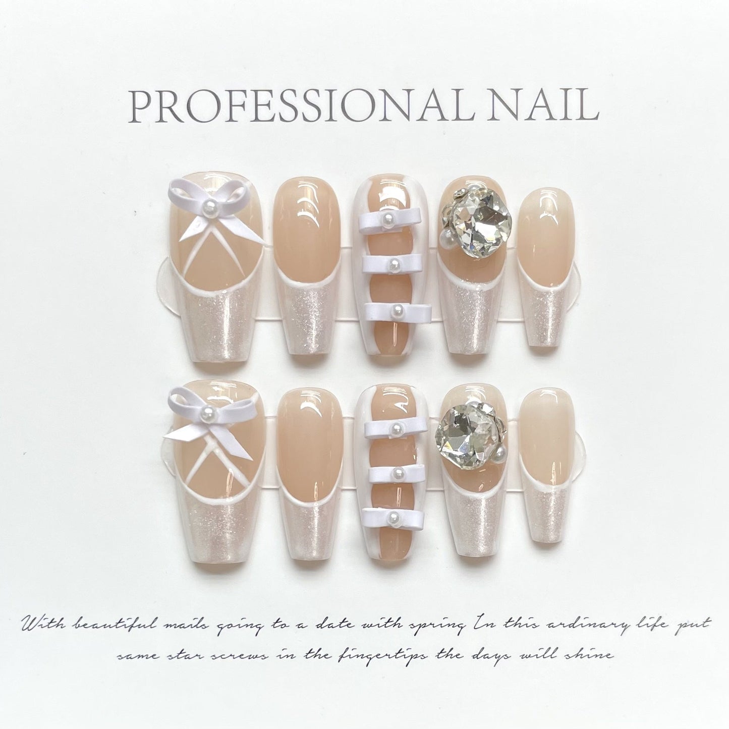 1000 French ballet style press on nails 100% handmade false nails Nude Color