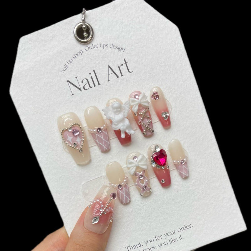 980 Spring Love Ballet style press on nails 100% handmade false nails nude color