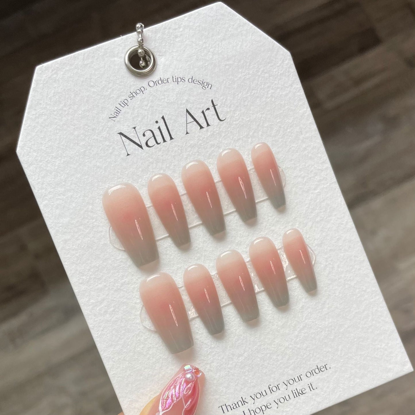 917 Gradient style press on nails 100% handmade false nails pink