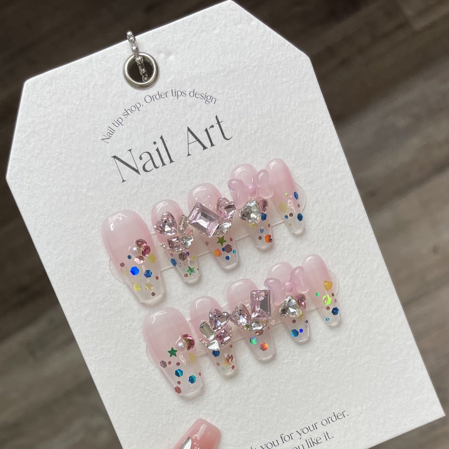 951 candy style press on nails 100% handmade false nails pink