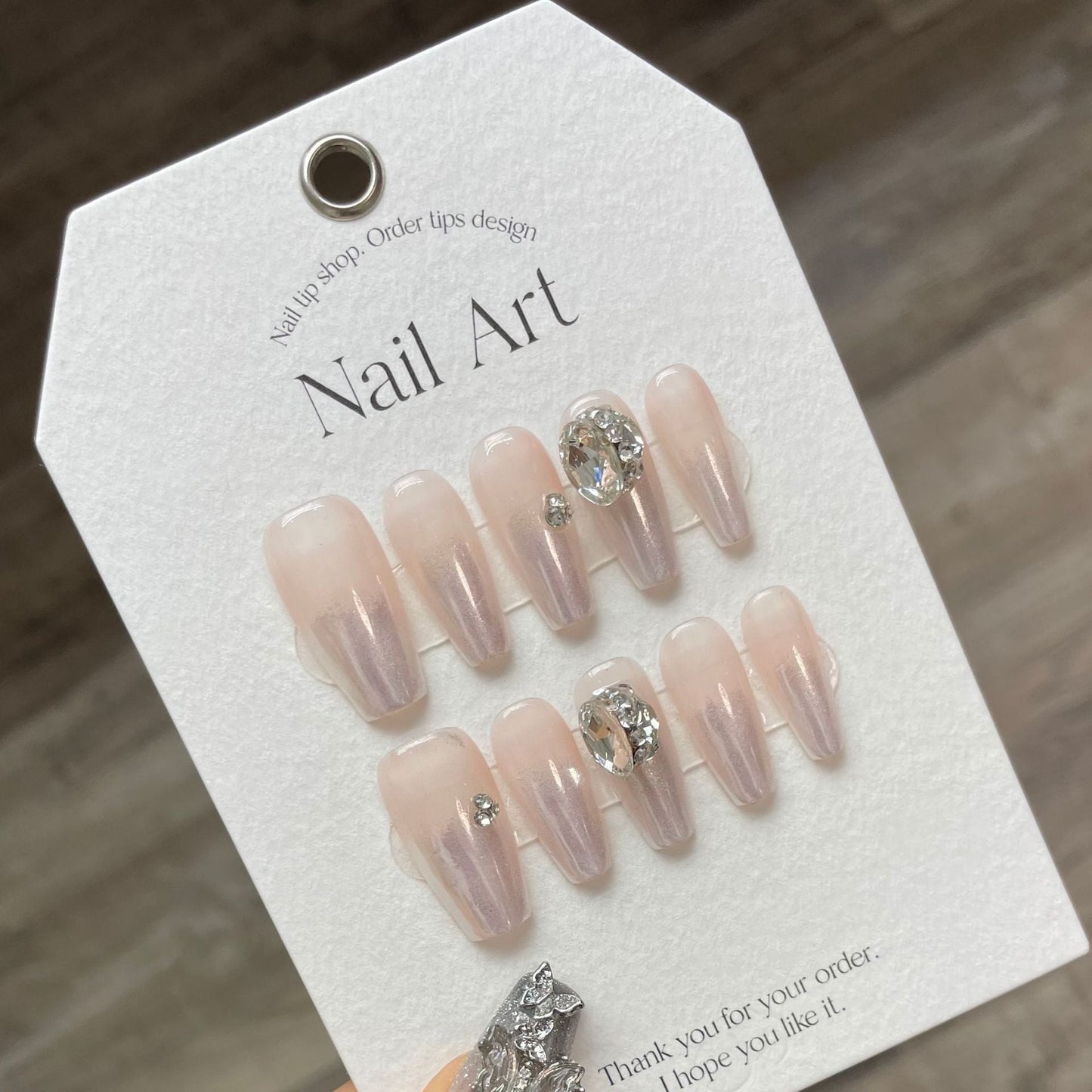 916 eenvoudige stijl pers op nagels 100% handgemaakte kunstnagels roze