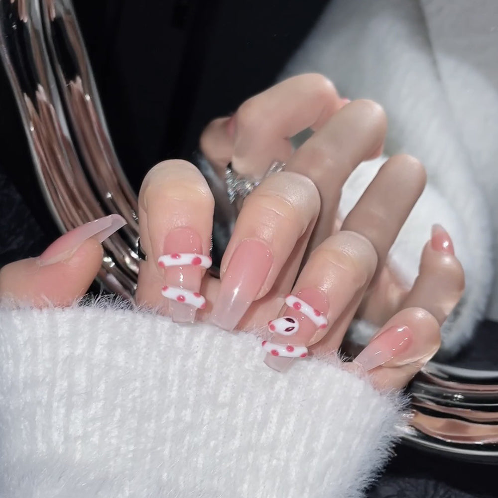 1196 Pink Snake Style press-on-nagels 100% handgemaakte kunstnagels roze