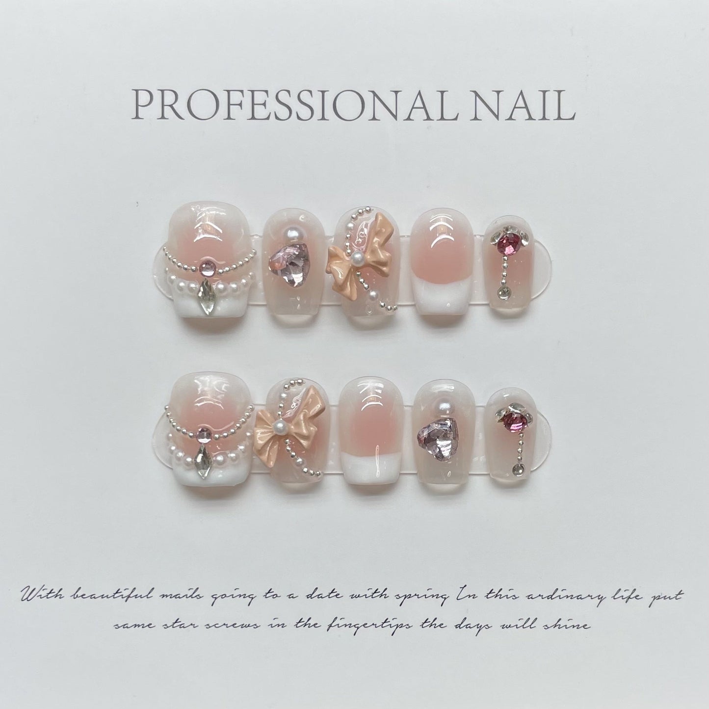 975 Cute French style press on nails 100% handmade false nails nude color
