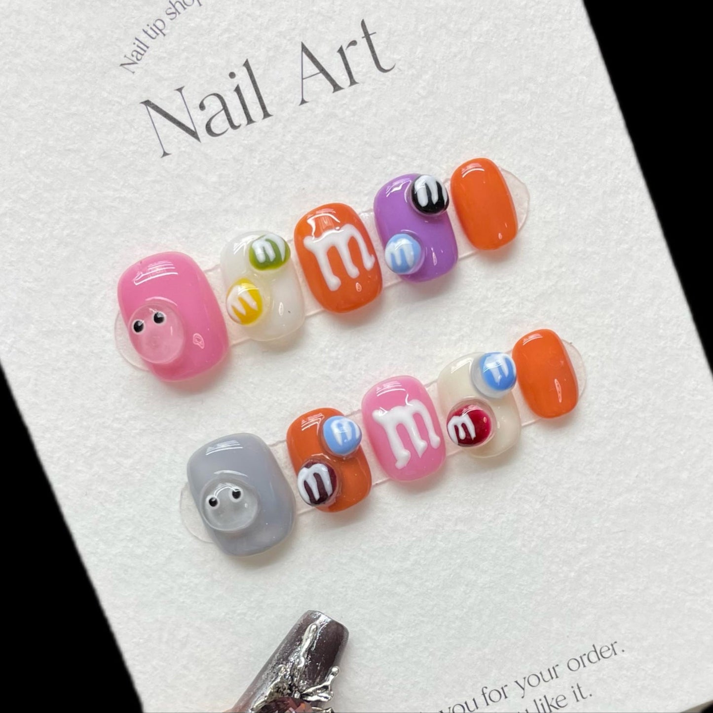 1081 M style press on nails 100% handmade false nails mixed color